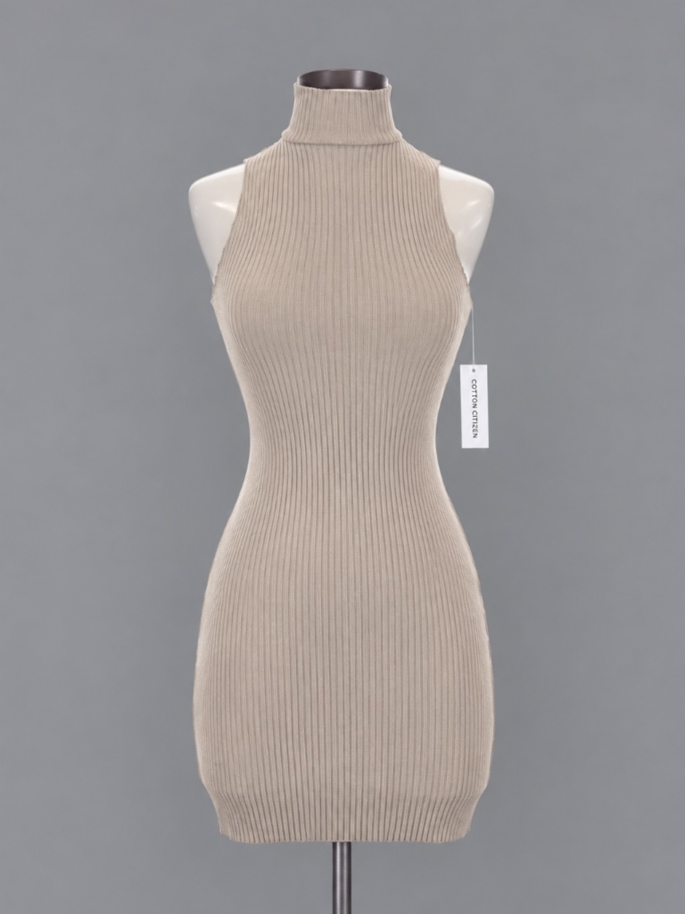 Cotton Citizen Ribbed Knit Sleeveless Turtleneck Mini Dress XS NWT